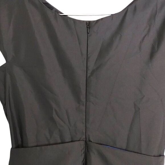 ALEX Womens Dress Sz 6 Evenings Black Blue Floral Sheath Cap Sleeves Taffeta - Picture 7 of 14